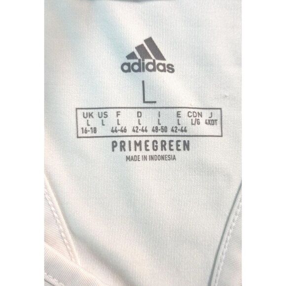 Adidas Womens Racerback Tank L White Primegreen Top Split Back Athletic Workout - Picture 5 of 6